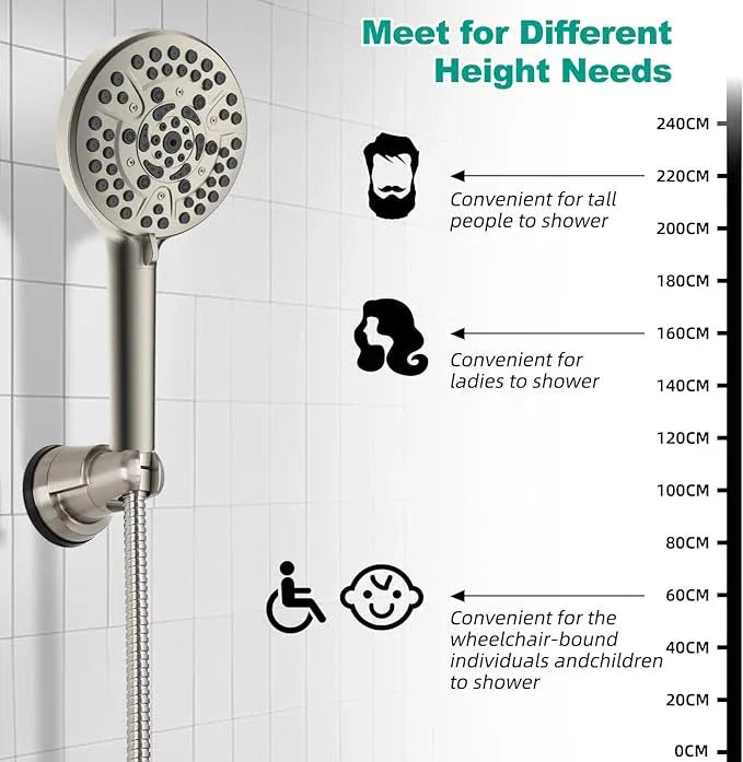 Hibbent Vacuum Suction Cup Shower Head Holder, Removable Shower Head Bracket, Height Adjustable Wall Mount ABS Plastic Suction Holder for Handheld Showerhead, Brushed Nickel - ModernBath