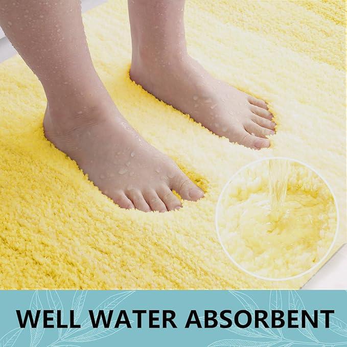 Arotive Microfiber Bathroom Rugs, Shaggy Soft and Absorbent Bath Rug, Non-Slip, Thick Plush Machine Washable Dry Bath Mats for Bathroom, Tub and Shower, 24x24, Yellow, Round - ModernBath
