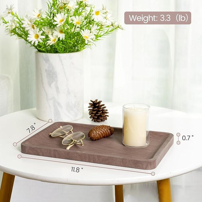 Karibiber Marble Vanity Tray, 11.8in Sandstone Bathroom Kitchen Tray for Countertop, Decorative Dresser Organizer, Perfume Storage, Jewelry Holder, Brown Stone Gift for Man - ModernBath