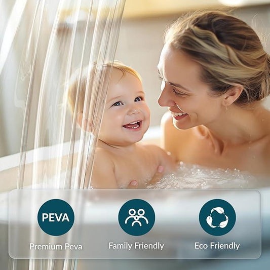 Titanker Plastic Shower Curtain Liner, Clear Shower Liner PEVA 66x72 Lightweight Waterproof Shower Curtains for Bathroom with Magnets and Rustproof Grommets - ModernBath