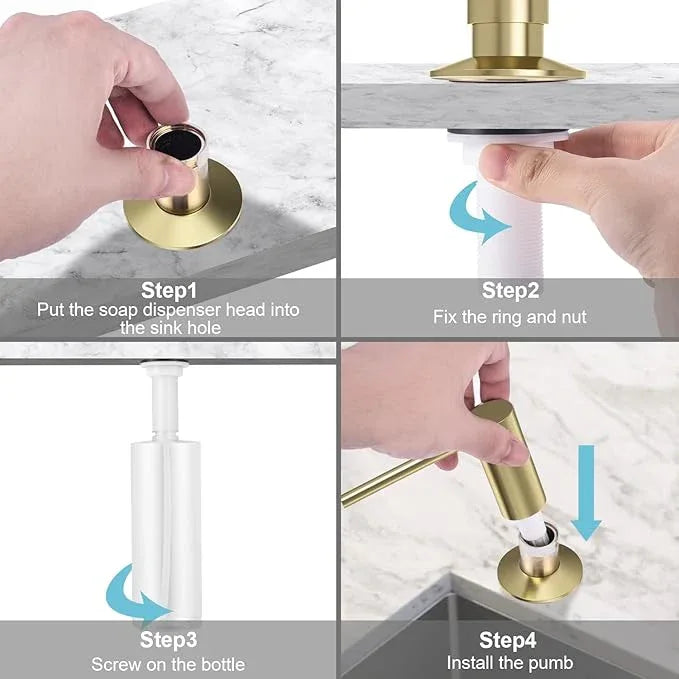Samodra Sink Soap Dispenser, Metal Pump Head Liquid Lotion Countertop Kitchen Bathroom Soap Dispenser with 12 OZ PET Bottle - ModernBath