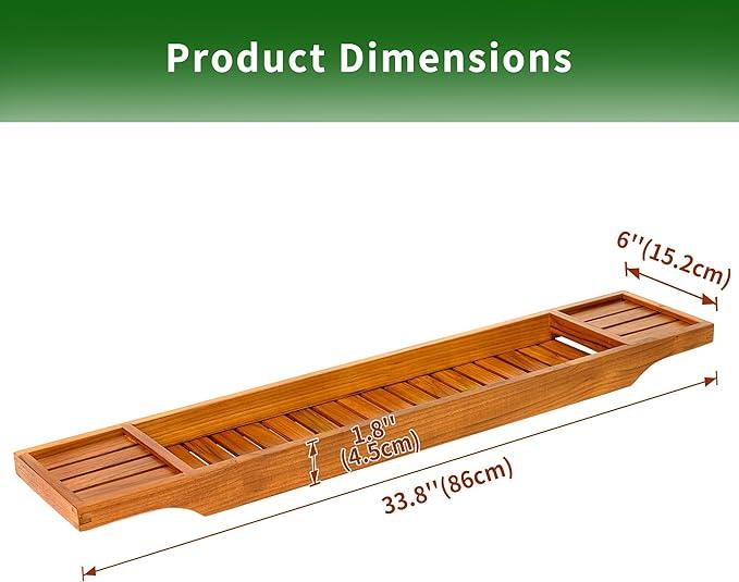 VaeFae Teak Bathtub Tray, Wooden Bath Caddy for Bathtub, Bath Tub Wood Table for Tub - ModernBath
