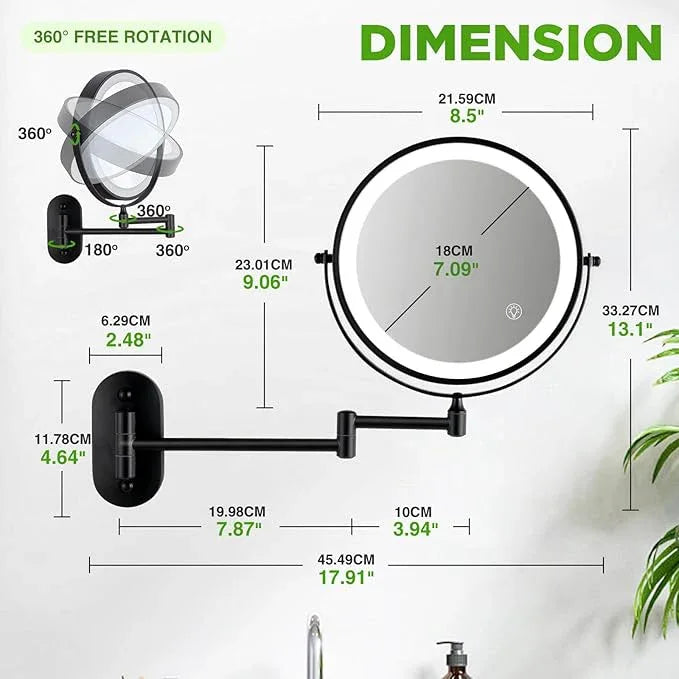 VORREMIRR Wall Mounted Makeup Mirror: 1x/15x Magnifying Mirror with 8.5" Double Sided, Vanity Makeup Mirror for Bathroom, Brush Black - ModernBath