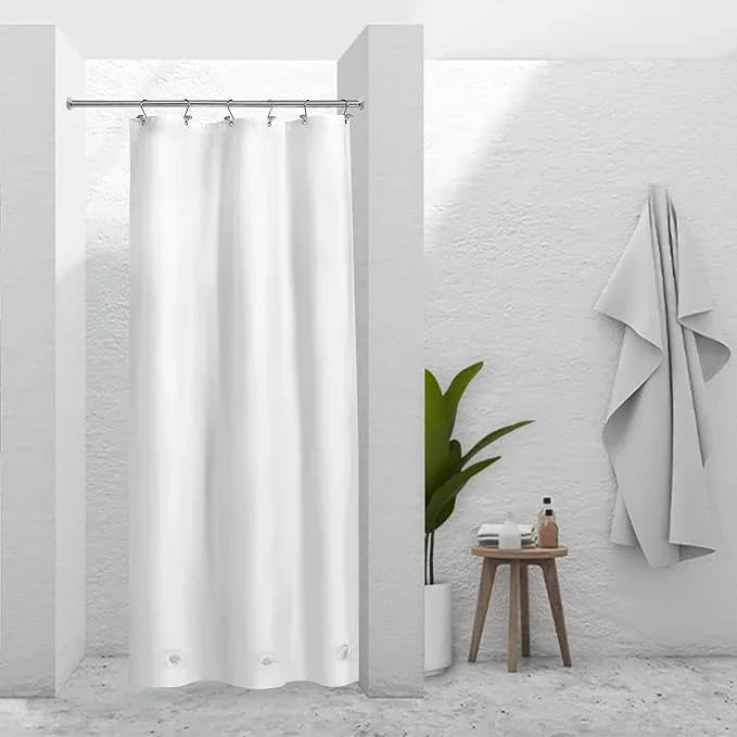 Barossa Design White Stall Shower Curtain Liner with 3 Magnets - 36" x 72", Waterproof PEVA Shower Liner for Small Bathroom Stall, PVC Free, Metal Grommets - White, 36X72 - ModernBath