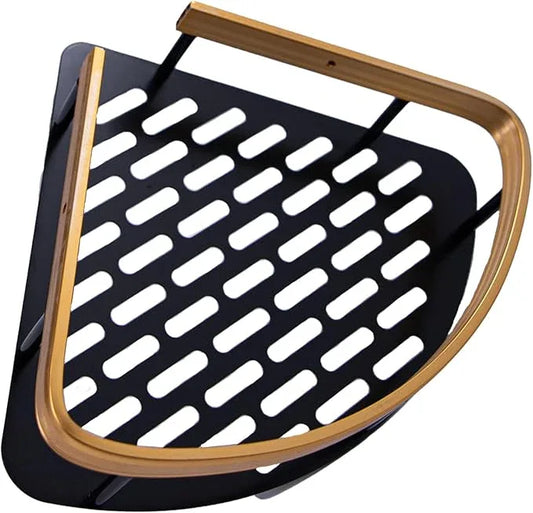 Cadella USA | Corner Shower Shelves | 2-Pack | No Drill Self-Adhesive | Black with Gold Bathroom Organizer - ModernBath