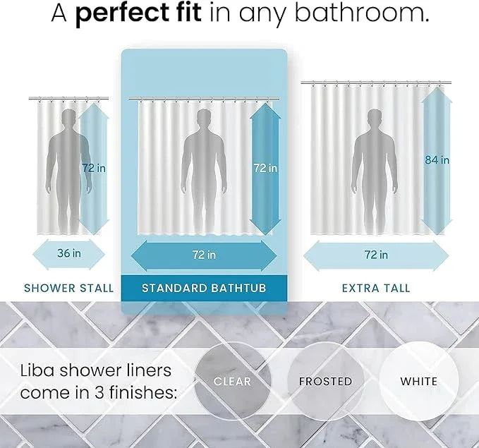 LiBa Bathroom Shower Curtain - Waterproof Plastic Shower Curtain Premium PEVA Non-Toxic with Rust Proof Grommets 10G Heavy Duty Bathroom Accessories 72x72 - ModernBath