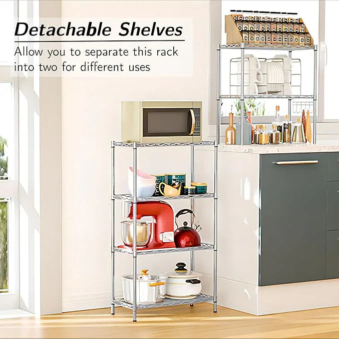 Homdox 6-Tier Storage Shelf Wire Shelving Unit Free Standing Rack Organization with Adjustable Leveling Feet, Stainless Side Hooks, Silver - ModernBath