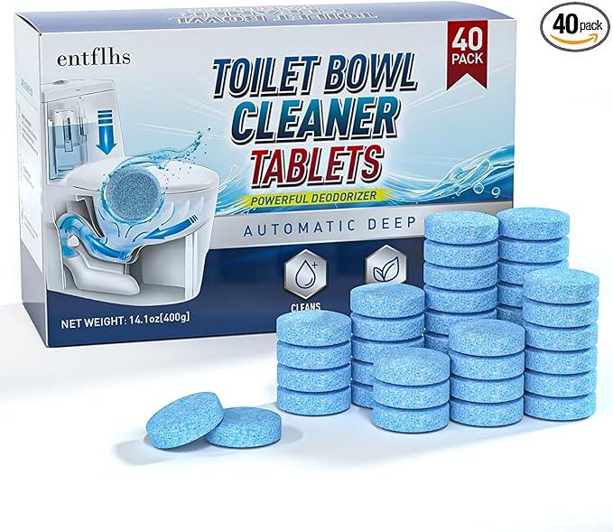 Toilet Bowl Cleaner Tablets 40 Pack, Long-Lasting Drop-in Tank Tablets with Sustained-Release Technology, Fight Tough Stains & Odors, Household & Commercial Use, Compatible with Most Toilets-Cleaning - ModernBath