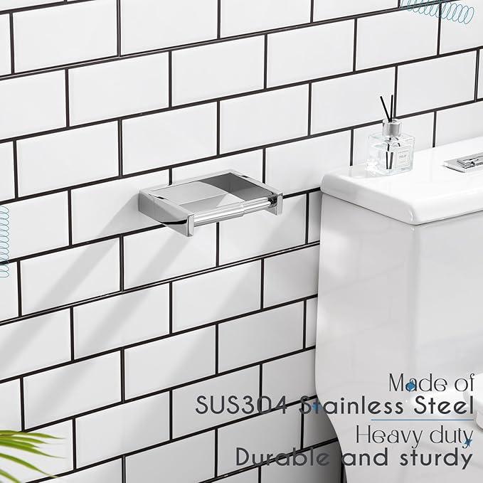 KOKOSIRI Toilet Paper Holder Spring Loaded Bathroom Toilet Roll Holder Wall Mount Stainless Steel Polished Chrome B2011CH - ModernBath