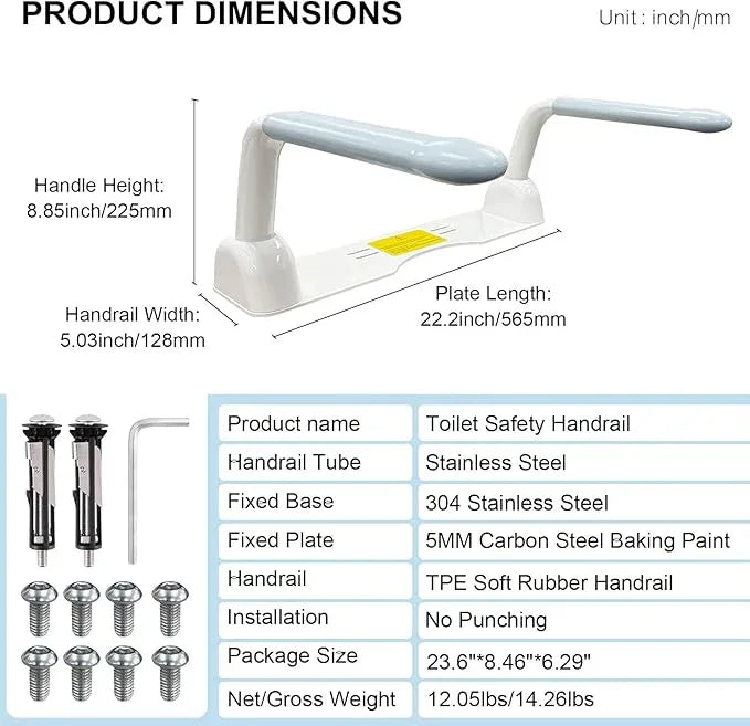 IJDD Toilet Safety Rails for Seniors with Flip-Up Armrests, Heavy Duty Toilet Support Rails with Rise-up Handle for Elderly, Disabled, Handicapped, Pregnant or Mobility Assistance, Fits Most Toilets - ModernBath