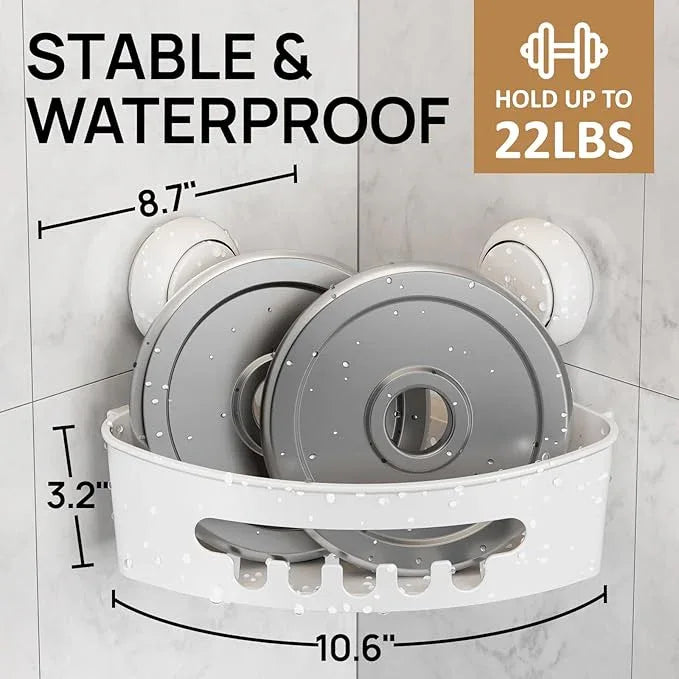 LEVERLOC Corner Shower Caddy Suction Cup, shower shelves suction cup, 2 Pack Basket Powerful Bathroom, Waterproof & Oil-proof Organizer for Kitchen, No-Drilling Removable - ModernBath