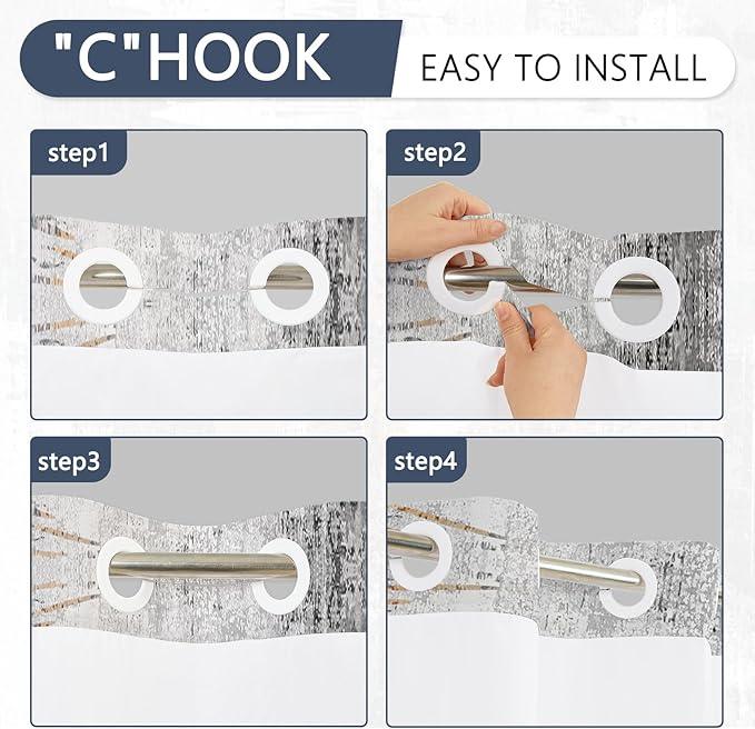 NAEMBCU No Hook Shower Curtain with Snap-in Liner, Modern Abstract Bath Curtain with See Through Top, Waterproof Double Layer for Bathroom Decor, 71 x 74 Inch - ModernBath