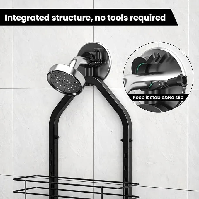 Shower Caddy Hanging (Black), Adjustable Anti-Swing-Over The Shower Head Caddy, 3 Tier Height Bathroom Storage Organizer, Bathroom Shelves Basket Rack, Shower Caddies Rack with Adjustable Soap Basket - ModernBath