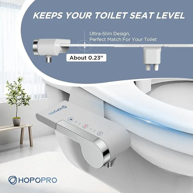 HOPOPRO Bidet Attachment for Toilet, Non-Electric Bidet Ultra-Slim Dual Nozzle (Feminine/Rear Wash), Cold Water Bidets Sprayer for Existing Toilets with Adjustable Pressure Control 1-Min Install - ModernBath