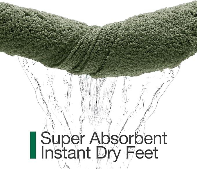 LUMI Extra Large Ultra Soft Bathroom Rugs Non Slip with Rubber Backing, Absorbent Washable Bath Mat Quick Dry, Upgraded Premium Microfiber Plush Carpet for Bathtub and Shower Floor, Green, 24x60 - ModernBath