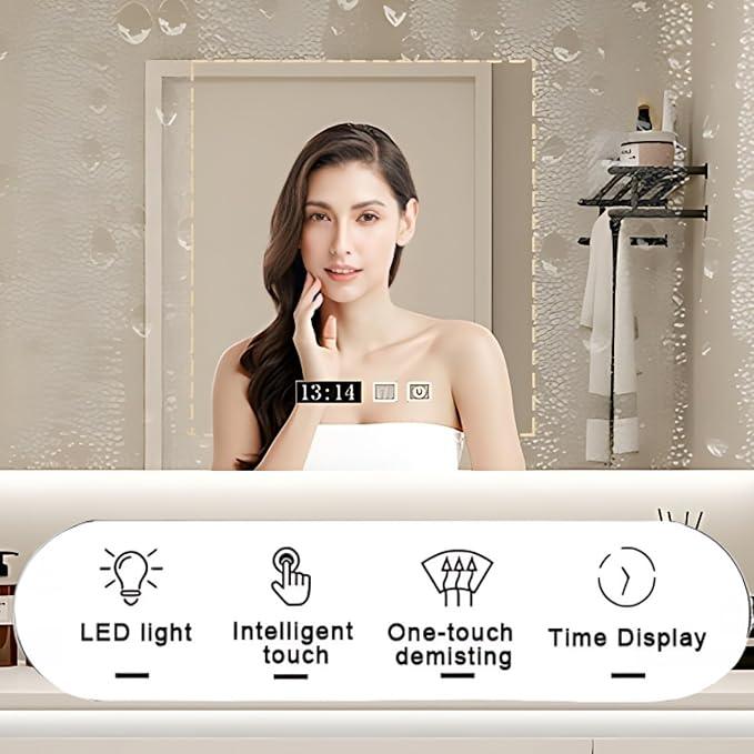 44in Luxury White Bathroom Cabinet - Oversized Drawer & Intelligent Defogging & High-Definition LED Lighting & Suspended Bathroom Cabinet | Bathroom Vanity with Sink (44in) - ModernBath