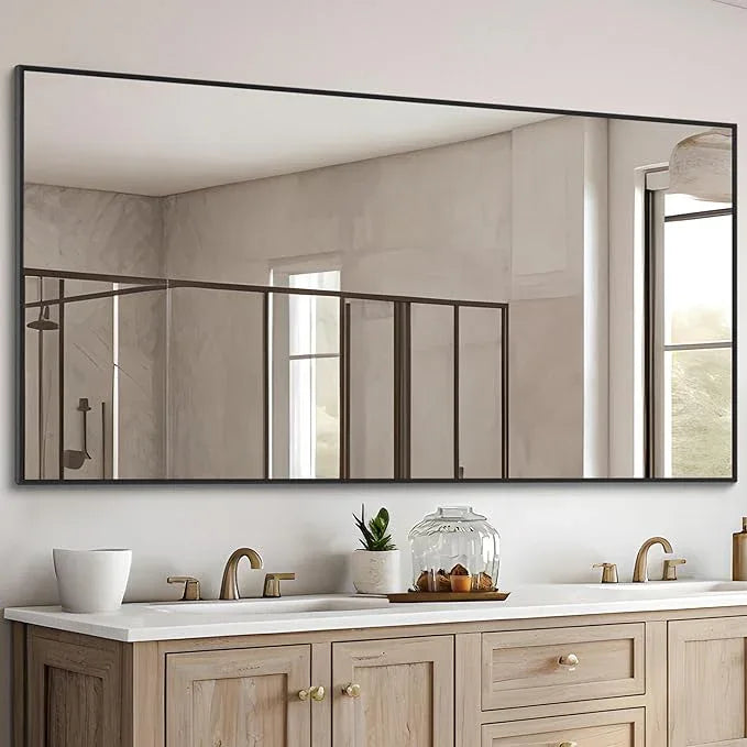 DESBING Black Bathroom Mirror for Wall, 30x55 Inch Rectangle Mirrors with Metal Frame, Modern Vanity Wall Mirror Decor for Entryway Hangs, Bathroom Living Room Horizontal or Vertical - ModernBath