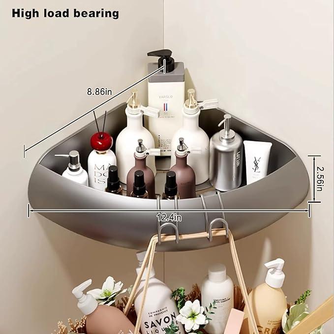 VOLPONE Corner Shower Caddy with Razor Holder Adhesive Shower Shelf Corner No Drilling (adhesive mounting, no suction cup) Bathroom Shower Organizer Storage Rack (2-Pack, Black) - ModernBath