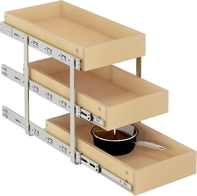 WelFurGeer 3-Tier Pull Out Cabinet Organizer with Soft Close, Heavy-Duty Slide Out Drawers for Cabinets, Pull Out Drawers for Cabinets, Bottom Mount Shelves for Kitchen, Pantry, Bathroom - ModernBath