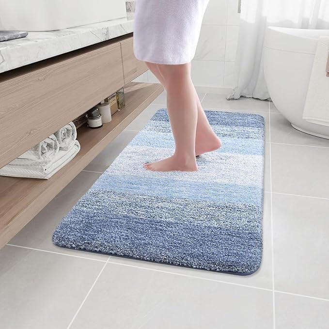 Arotive Microfiber Bathroom Rugs, Shaggy Soft and Absorbent Bath Rug, Non-Slip, Thick Plush Machine Washable Dry Bath Mats for Bathroom, Tub and Shower, 40x24, Light Blue, Rectangular - ModernBath