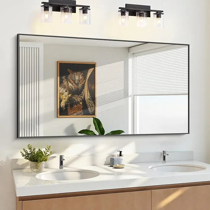 KOCUUY 30x55 Inch Large Black Wall Mounted Mirror,Aluminum Framed Decorative Rectangular Bathroom Mirror for Wall Over Sink,Vanity Mirror for Bedroom Living Room Bathroom,Functional Oversized Mirror - ModernBath