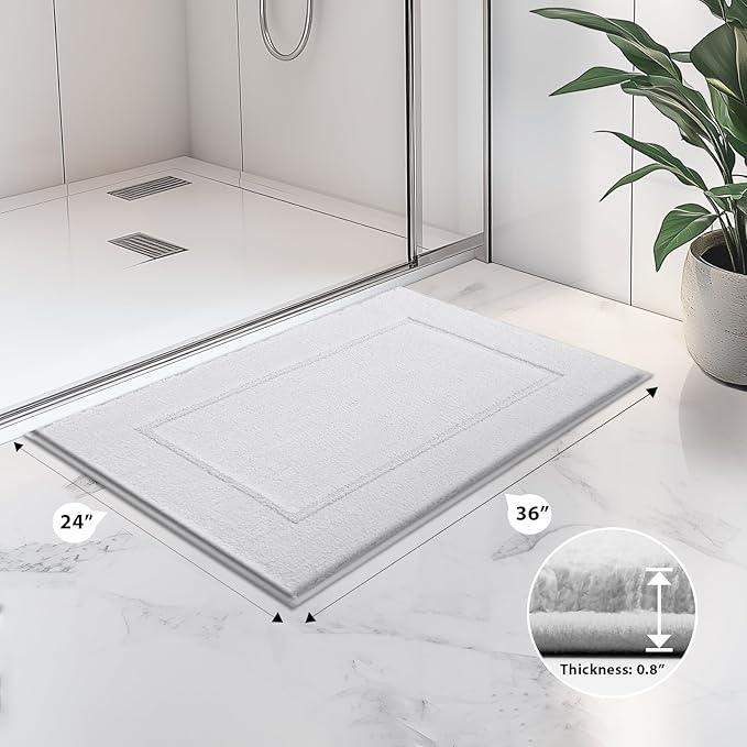anllugs Bathroom Rugs 24" x 36", Non-Slip Extra Soft Absorbent Bath Rugs, Machine Washable Quick Dry Bath Mats for Bathroom Floor, Shower, Bathtub and Sink, White - ModernBath