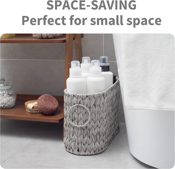 GRANNY SAYS Toilet Paper Storage, Toilet Paper Basket for Bathroom, 6 Mega Rolls Organizer Free Standing, Wicker Basket for Bathroom Storage, Grey - ModernBath
