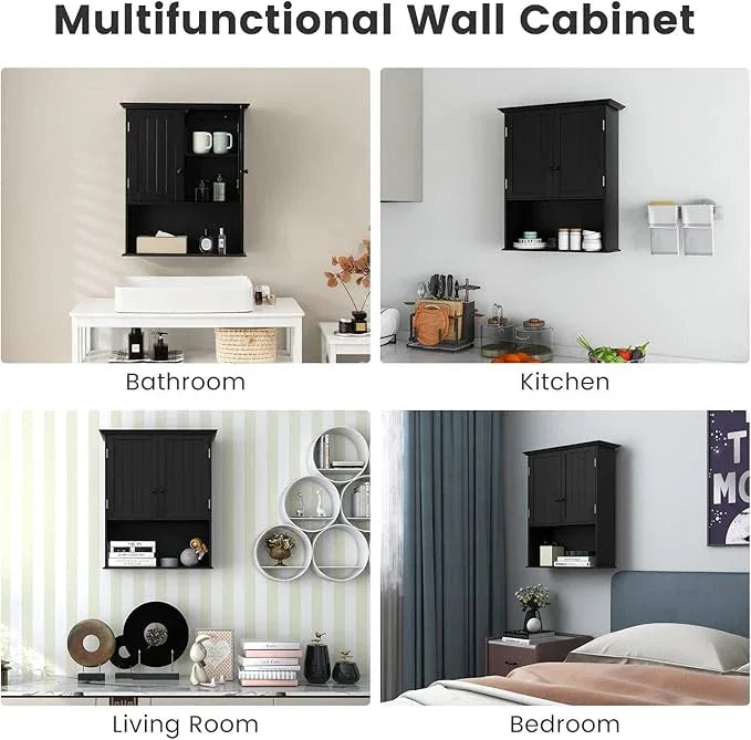 Giantex Medicine Cabinets, Wall Mounted Bathroom Cabinet with Adjustable Shelf, 2-Door, Bathroom Storage Cabinet Over The Toilet, Living Room, Kitchen, Laundry Room, Cupboard - ModernBath