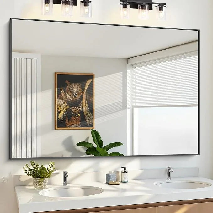 KOCUUY 60x40 Inch Large Black Wall Mounted Mirror,Aluminum Framed Decorative Rectangular Bathroom Mirror for Wall Over Sink,Vanity Mirror for Bedroom Living Room Bathroom,Functional Oversized Mirror - ModernBath