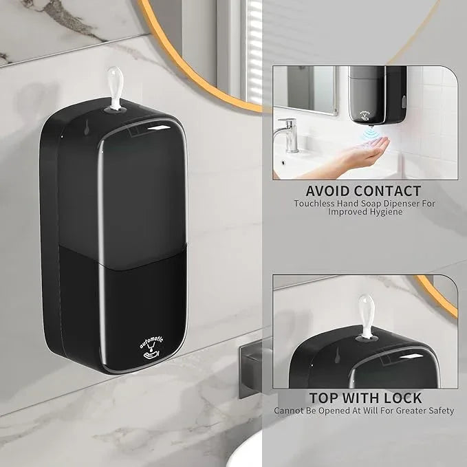 Automatic Soap Dispenser Wall Mount, 33.8oz/1000ml Dish Soap Dispenser for Bathroom, Touchless Electric Commercial Soap Dispensers Kitchen, Black - ModernBath