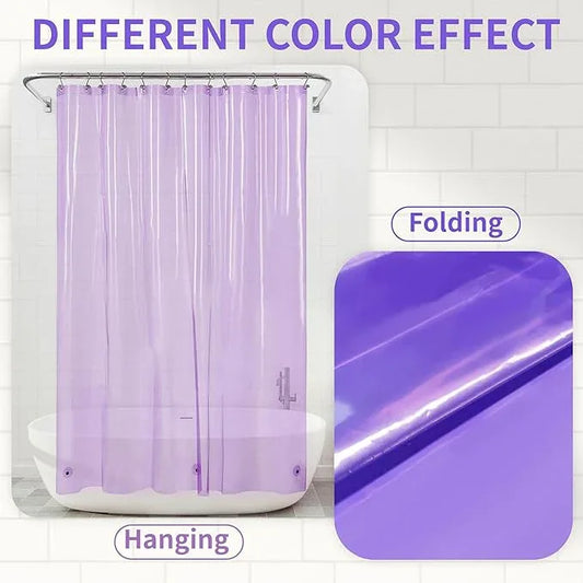 Barossa Design Shower Curtain Liner - Premium Clear Lavender PEVA Shower Liner with 3 Magnets and Metal Grommets, Waterproof Lightweight Standard Size Bathroom Curtains - Translucent Lavender - ModernBath