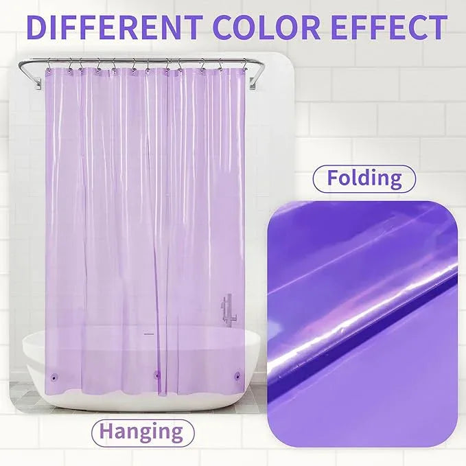 Barossa Design Clear Lavender Shower Curtain Liner - PEVA Heavy Duty Shower Liner with 6 Magnets and Metal Grommets, 72" x 72" Waterproof Curtains for Bathroom - Clear Lavender - ModernBath