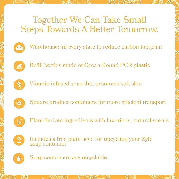 ZYFE Foaming Hand Soap Refills, Half Gallon Hand Soap Foam Refill with Essential Oil Fragrance in Recycled Bottle, Citrus Handwash Refil Biodegradable+ - ModernBath