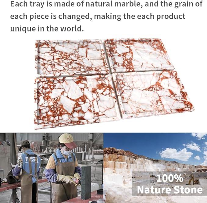 FutureStone 100% Natural Marble Serving Tray Luxury Marble Storage Tray for Home Decor Stone Tray for Bathroom/Kitchen/Vanity/Dresser,Plate Holder for Tissues, Candles, Towel - ModernBath