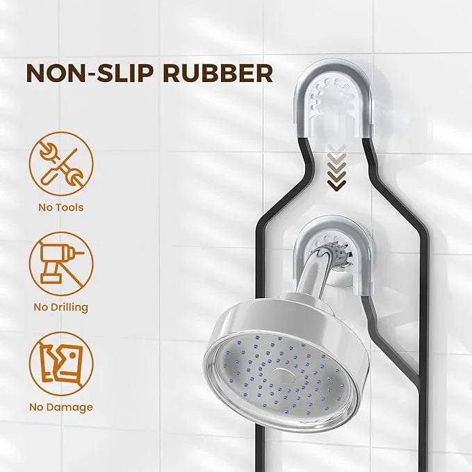 REINHARDT Shower Caddy Hanging for Handheld Showerheads Adjustable Split Shower Caddy, Rustproof Shower Organizer with Hooks for Razors Over the Head Caddy with Soap Holder Bathroom Accessories, Black - ModernBath
