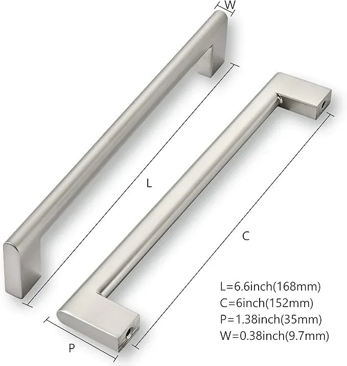 khtumeware 6 Inch Hole Center 6 Pack,Brushed Nickel Cabinet Pulls Heavy Duty Solid Satin Nickel Kitchen Drawer Handle Antique Cabinet Hardware for Bathroom, Drawer, Cabinet - ModernBath