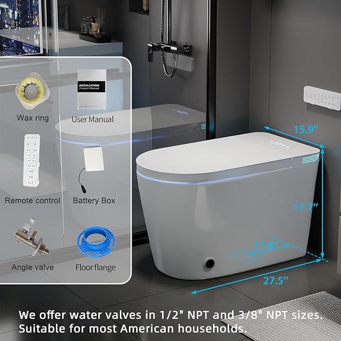 TOTTE Luxury Smart Toilet with Bidet Built-in, Auto Open/Close, Dual Auto Power Flush, One Piece Elongated Toilet with Instant Warm Water & Warm Air Dryer, Built-in Aroma System, Japanese Toilets - ModernBath