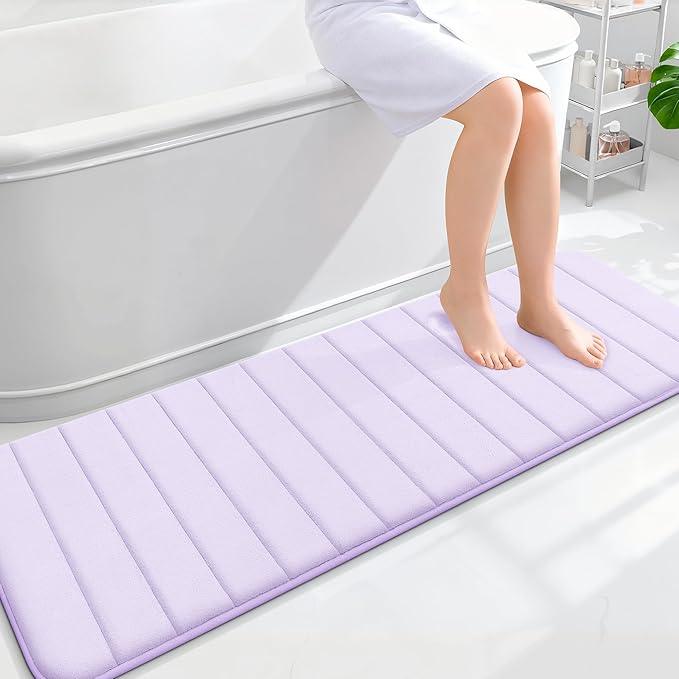 OLANLY Memory Foam Long Bathroom Rugs Runner 59x20, Super Soft Absorbent Bath Mat, Quick Dry, Machine Washable Shower Floor Rugs, Bathmat Carpet, Bathroom Home Decor Accessories, Lavender - ModernBath