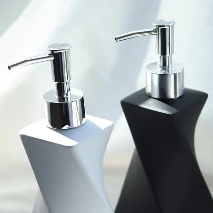 Modern Black Hand Soap Dispenser for Bathroom Countertop, Dish Soap Dispenser for Kitchen Sink, Contemporary Art Style, Matte Finish, 8.5oz (Pebble Black) - ModernBath