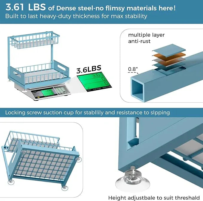 Under Sink Organizer Storage 2-Tier Premium Metal Pull-Out Racks, Height Adjustable, Heavy Dut and Easy Installation for Kitchen & Bathroom Organizers 1 Pack Teal - ModernBath