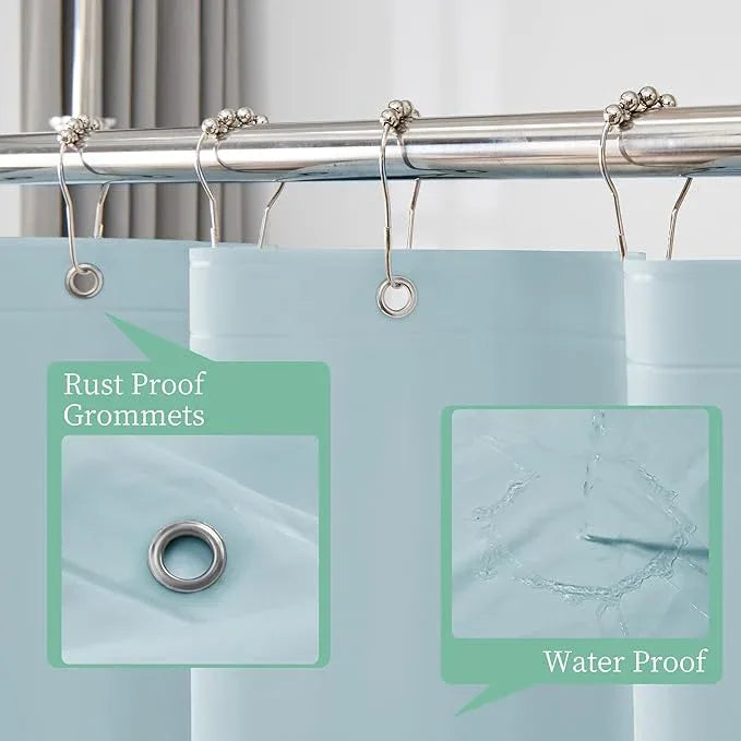 Mrs Awesome Light Blue Shower Curtain Liner with 3 Magnets, 72x72 Premium Flexible Sturdy Plastic Shower Curtain for Bathroom Lightweight & Waterproof, Light Blue - ModernBath
