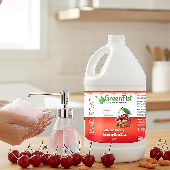 GreenFist Foaming Hand Soap Refills Almond Cherry Scent Jug Foam Refill Made in USA, 128 ounce (1 Gallon) - ModernBath