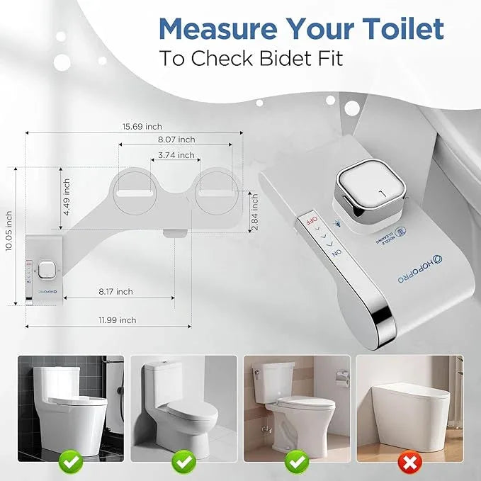 HOPOPRO Bidet with Single Finger Water Pressure Control, Self Cleaning Hygienic Dual Nozzle (Feminine/Rear Wash), Non-Electric Bidet Attachment for Toilet Seat, Easy DIY Install <5 Min -White - ModernBath