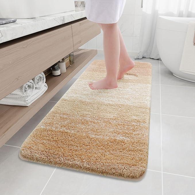 Arotive Microfiber Bathroom Rugs, Shaggy Soft and Absorbent Bath Rug, Non-Slip, Thick Plush Machine Washable Dry Bath Mats for Bathroom, Tub and Shower, 59x20, Beige - ModernBath