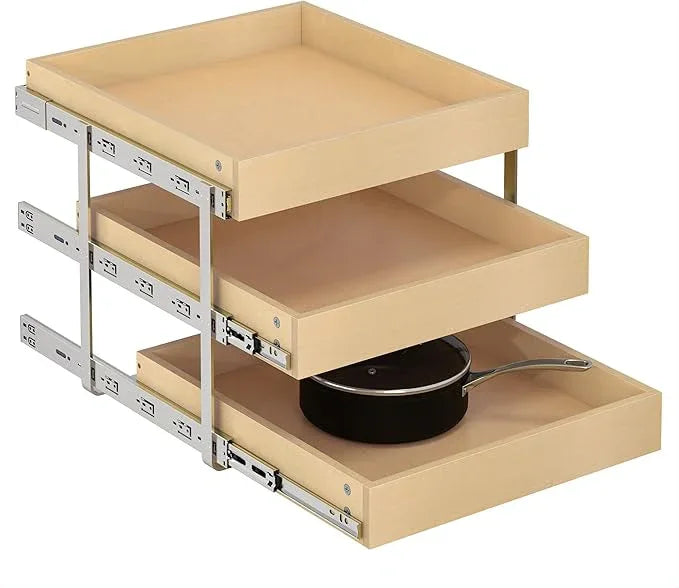 WelFurGeer 3-Tier Pull Out Cabinet Organizer with Soft Close, Heavy-Duty Slide Out Drawers for Cabinets, Pull Out Drawers for Cabinets, Bottom Mount Shelves for Kitchen, Pantry, Bathroom - ModernBath