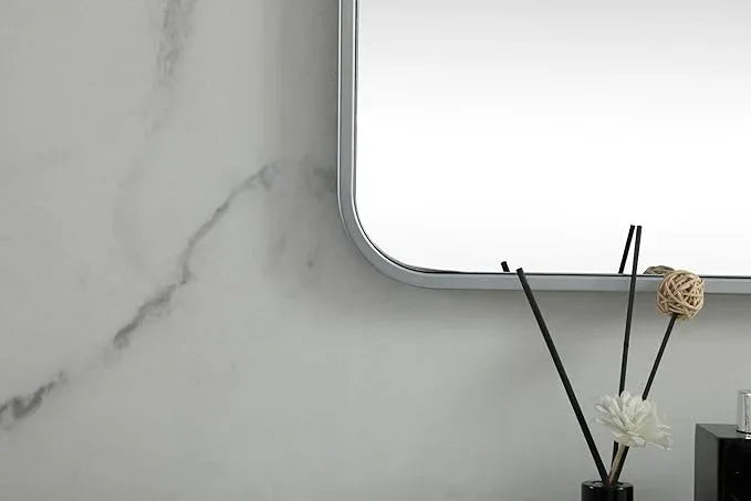 ARS Concepts Aura, Soft Corner Metal Square Mirror 42X42 Inch in, Modern, Silver - ModernBath
