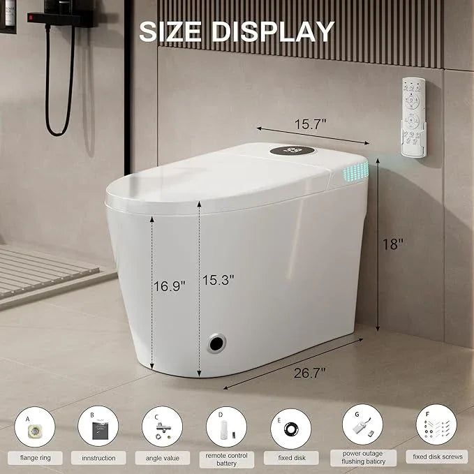 ZAOZUO Smart Toilet with Built-In Bidet, Heated Seat & Child Mode, Multiple Flushing Modes, Self-Cleaning Nozzle & Tankless One Piece Elongated Toilet - ModernBath