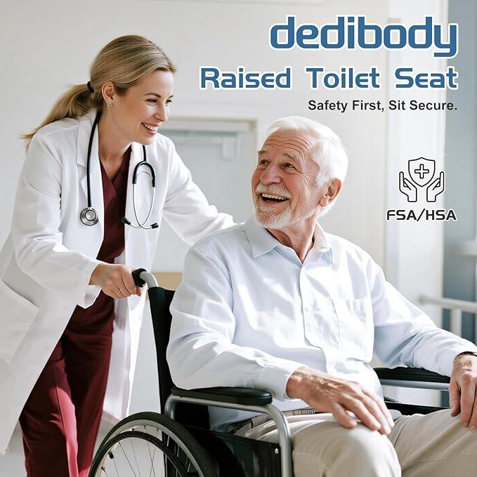 Dedibody Toilet Seat Risers for Seniors, Raised Toilet Seat with Handles, Adjustable Height & Width, Heavy Duty Up to 550lb Handicap Elevated Toilet Seat for Elderly, Pregnant, Fit Any Toilet - ModernBath