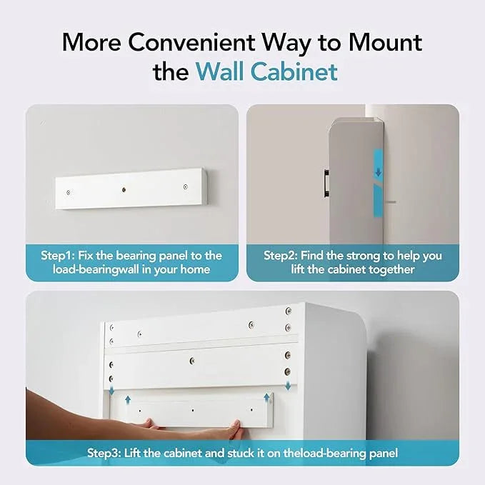 Bathroom Wall Cabinet with Door, Over The Toilet Wood Hanging Medicine Cabinets with DIY Lighting for Laundry Room Kitchen Storage - ModernBath