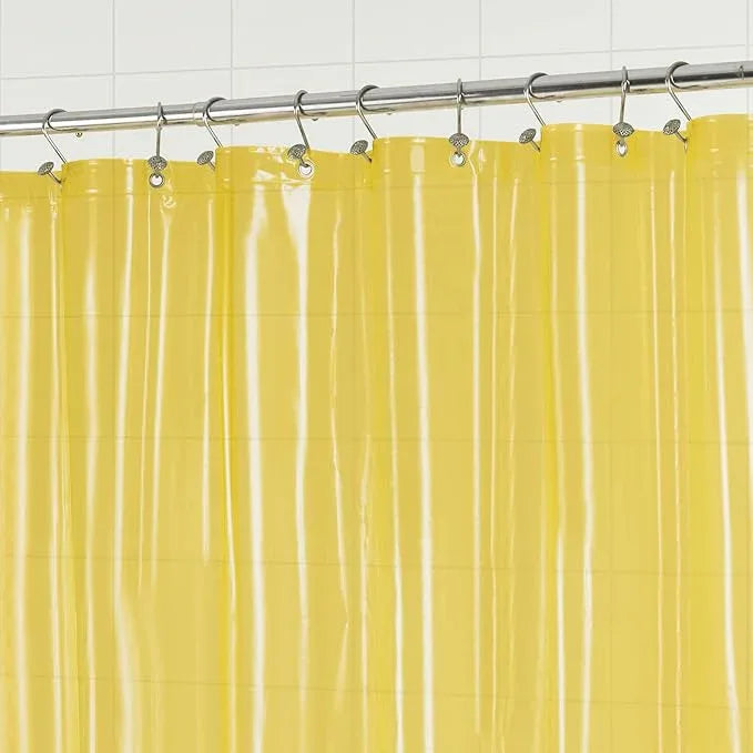 Barossa Design Clear Yellow Shower Curtain Liner - Premium PEVA Shower Liner with 3 Magnets & Metal Grommets, Waterproof Lightweight Standard Size Curtains for Bathroom - Translucent Yellow - ModernBath